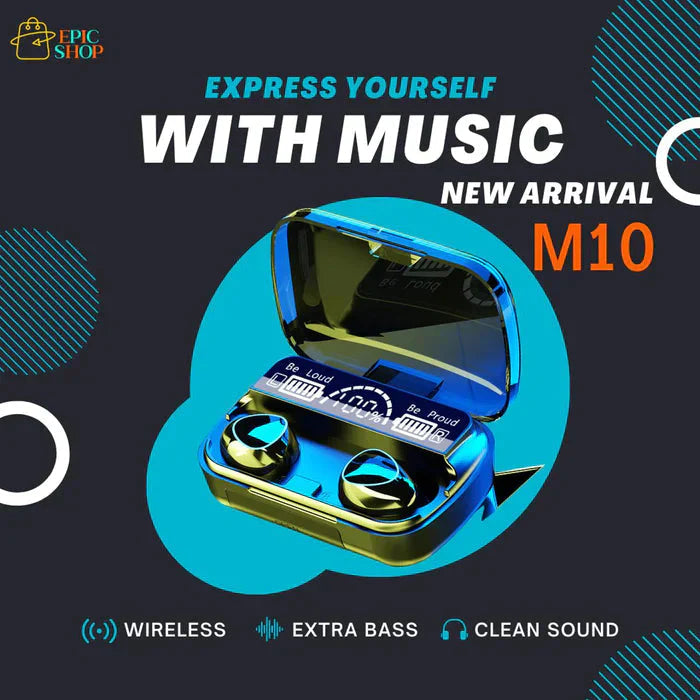 Original TWS M10 Earbuds With Built In Power Bank For Mobiles