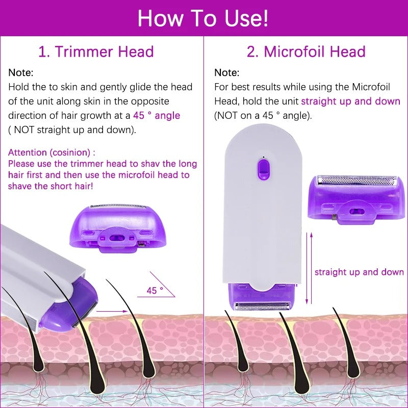 2 In 1 USB Rechargeable Painless Cordless Hair Removal Facial